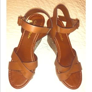 Brown wedge sandals